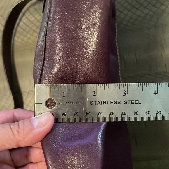 Coach Purple Double Buckle Leather Purse, Purple with Gold Hardware - Picture 4 of 11